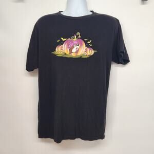 Buc-ees Black Halloween Beaver Pumpkin Jack o Lantern Haunted House Shirt Men L